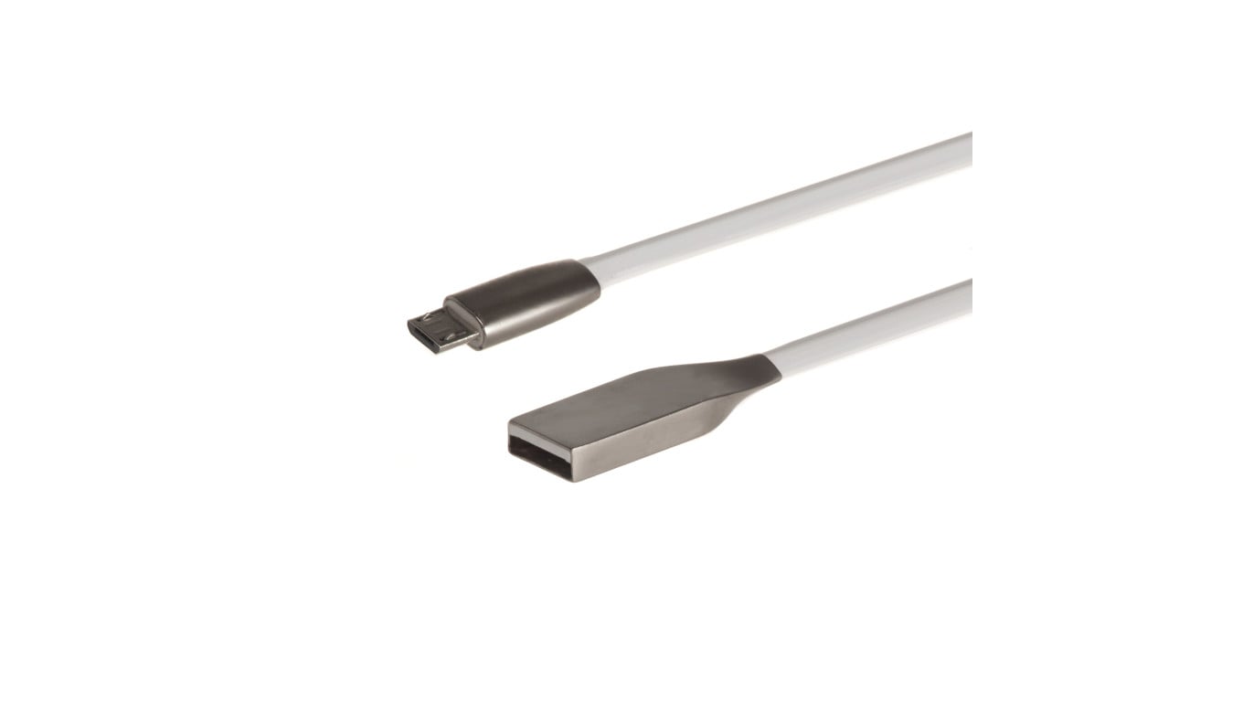 Kabel USB AM micro płaski nieplączący 1m biały MCTV-833W metal MCTV-833