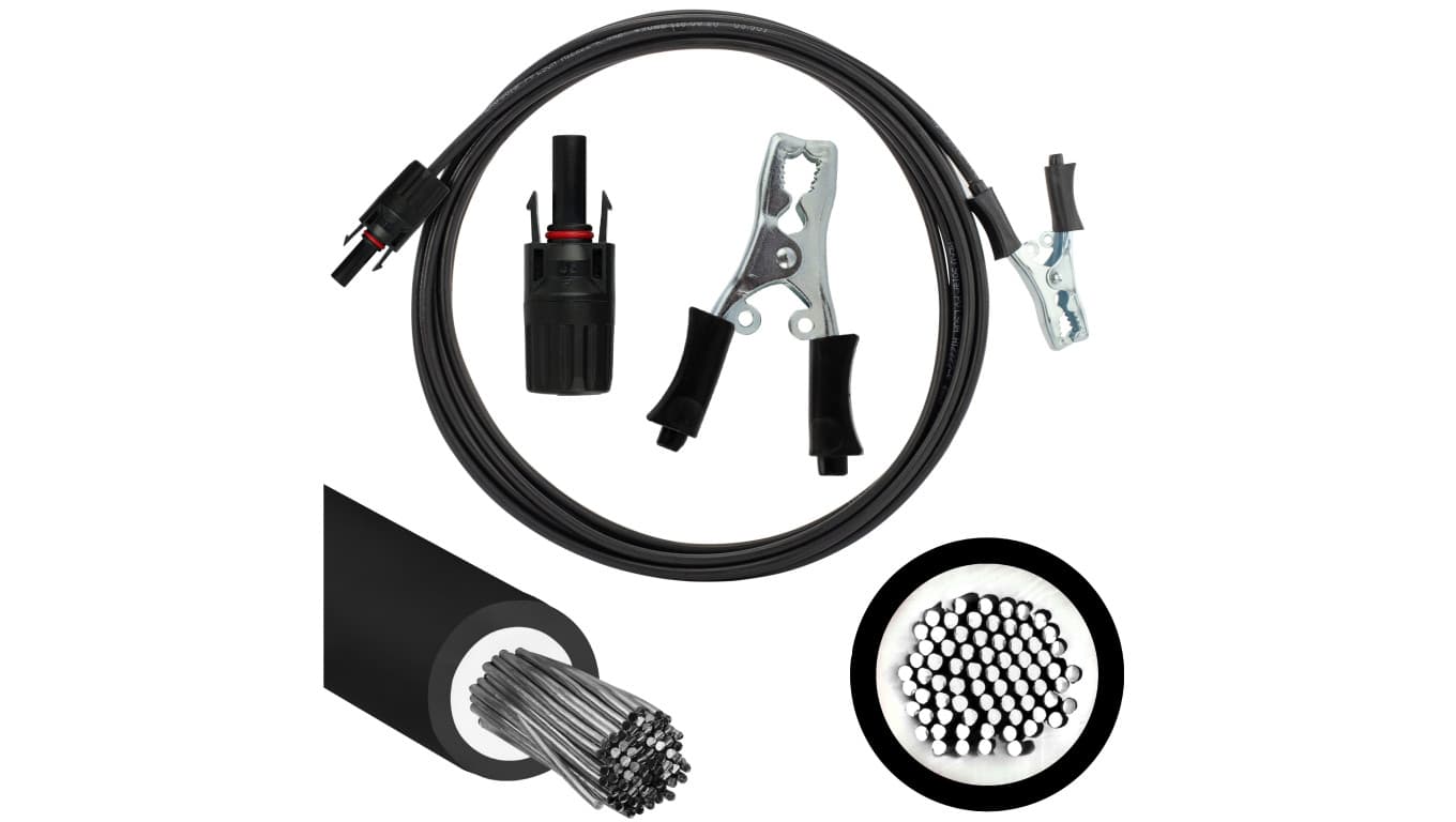 Kabel przyłączeniowy z wtykami typu krokodyl 40A - MC4 4mm2 czarny /3m/