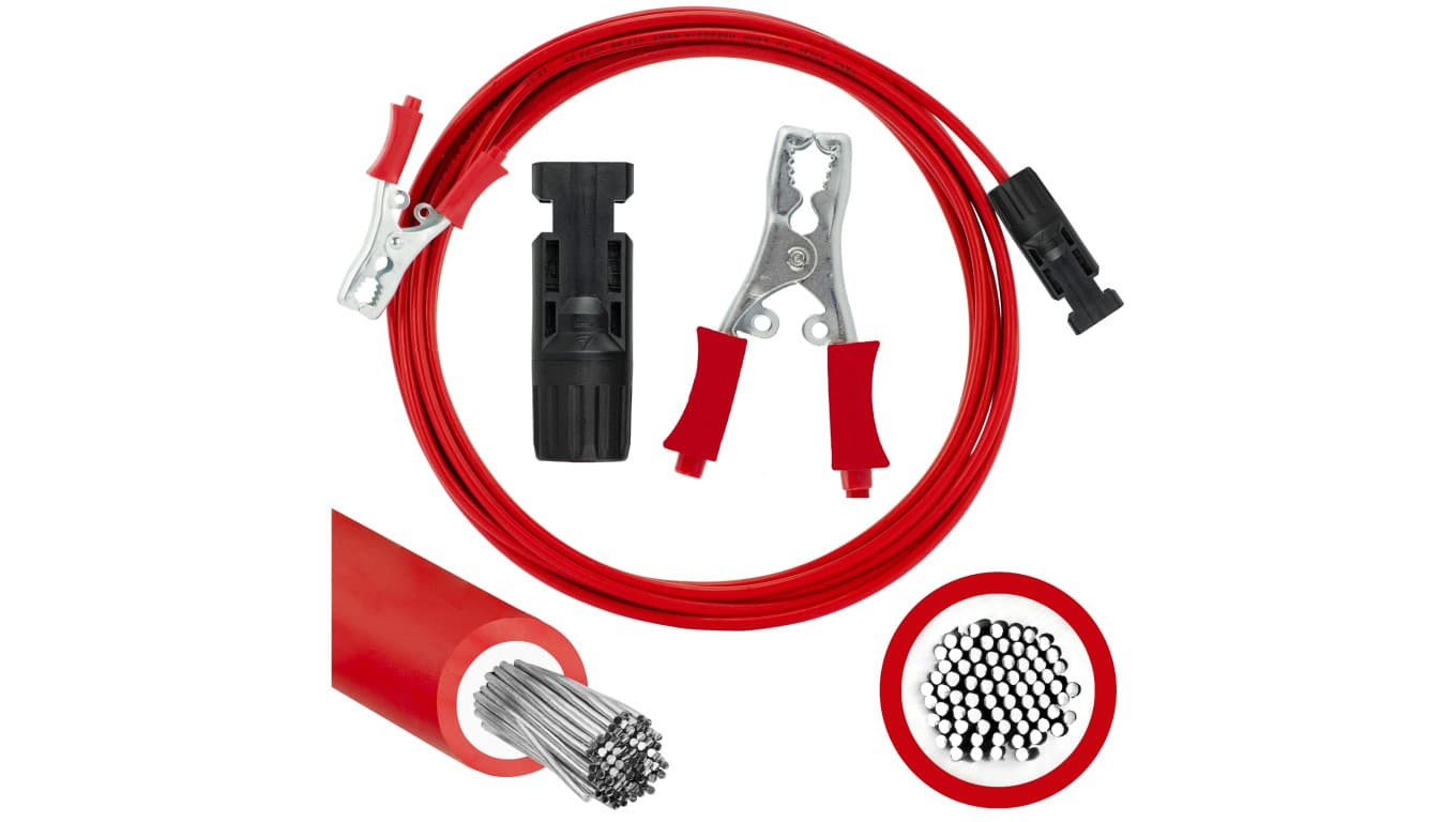 Kabel solarny przyłączeniowy 4mm2 złącze typu Krokodyl 40A / gniazdo typu MC4 czerwony 3m