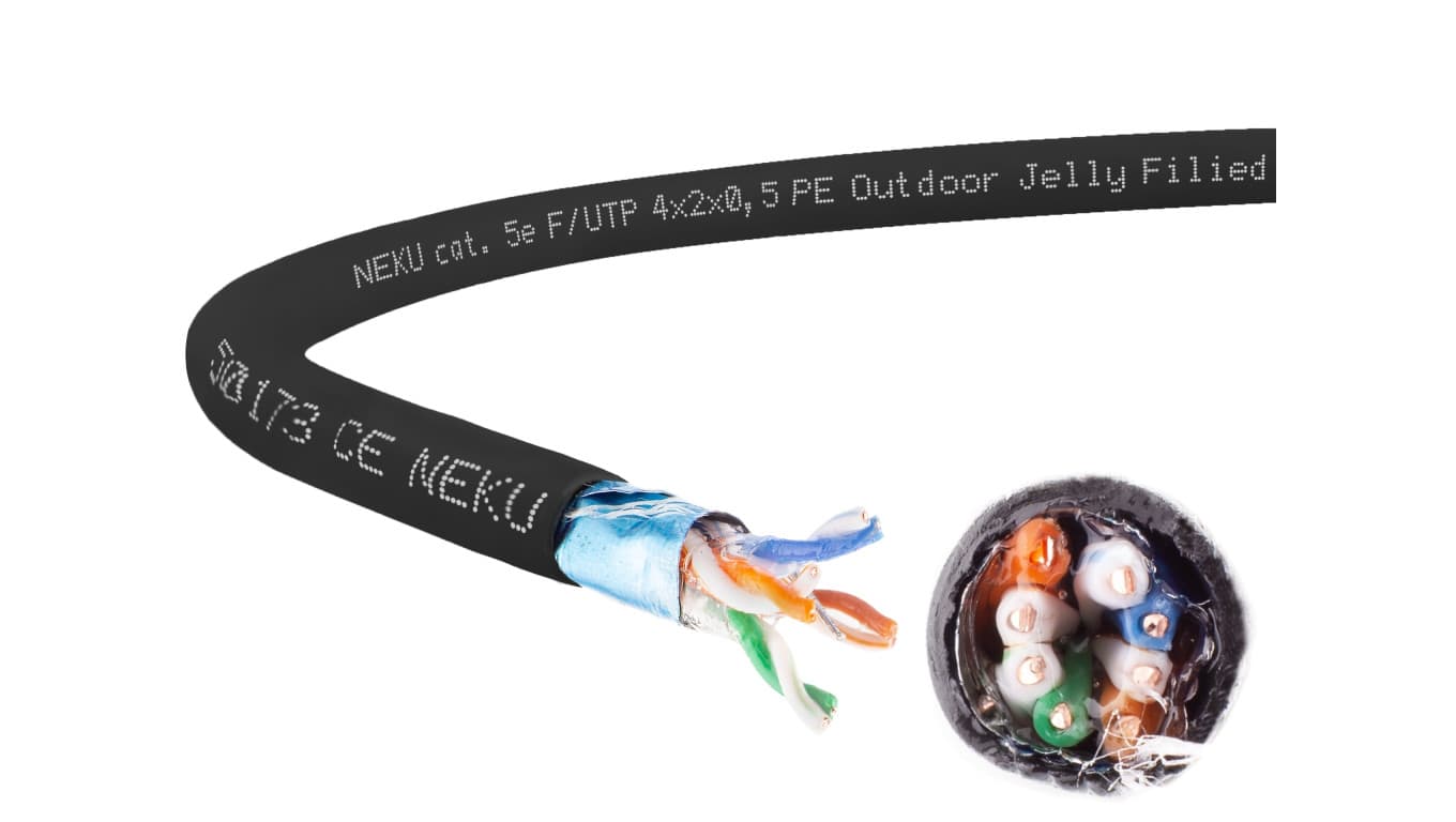 Kabel zewnętrzny żelowany FTPw kat.5e F/UTP 4x2x0,5 NEKU /2000m/