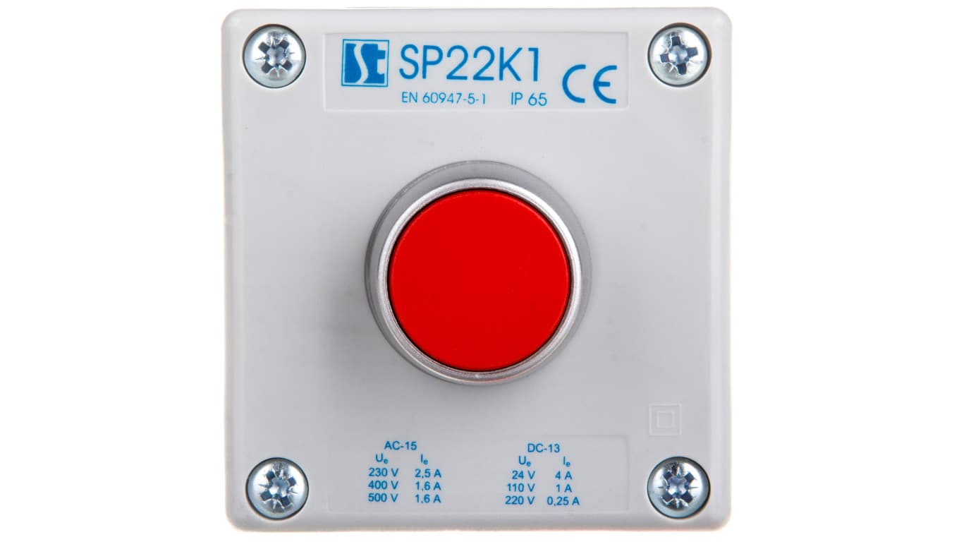 Kaseta sterownicza 1-otworowa czerwony 1R szara IP65 1x membrana M20 SP22K12-1