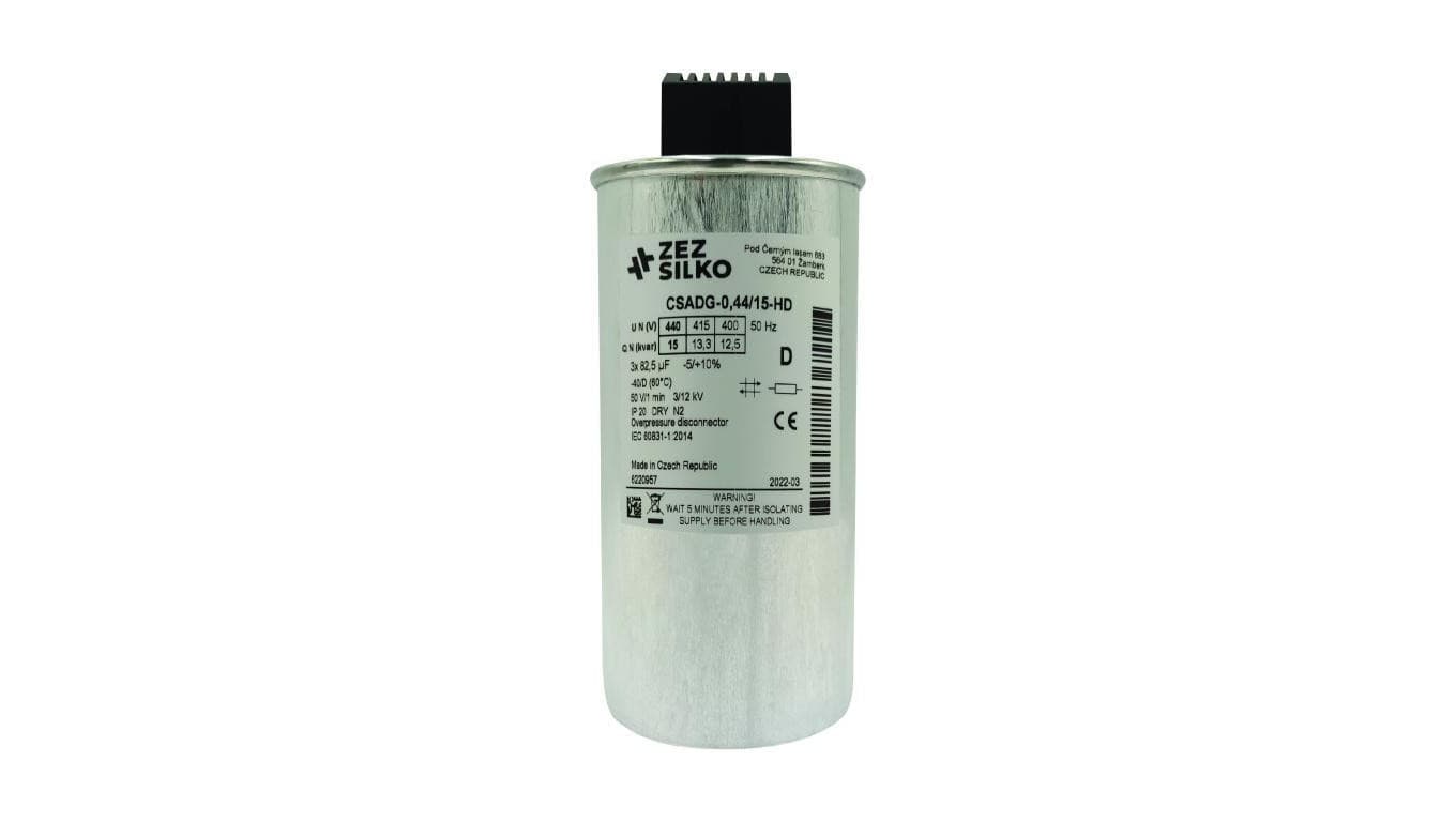 Kondensator 15kvar 440V Cn=3x82,21µF In=3x19,71A