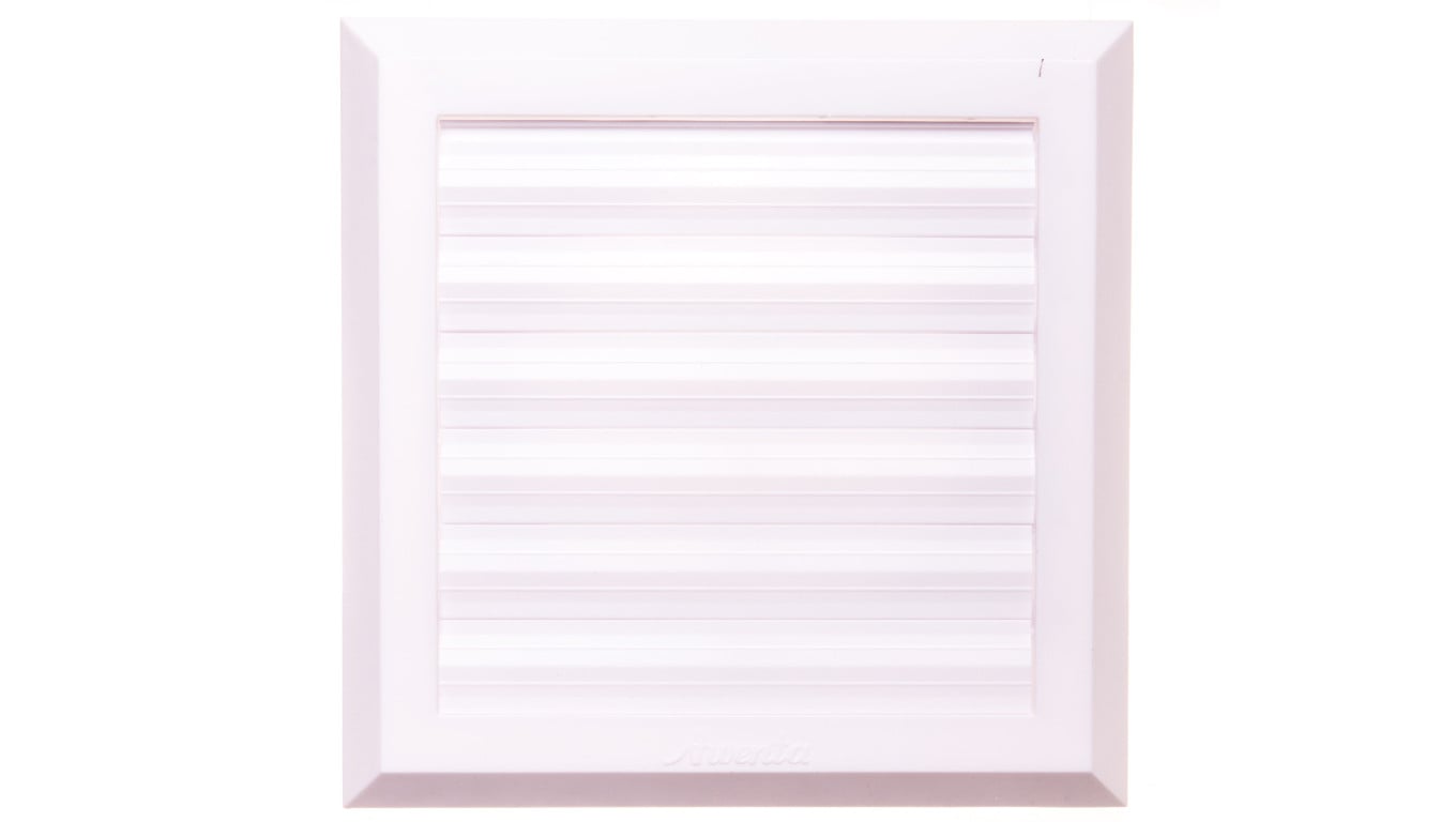 Kratka wentylacyjna 130x130mm fi 100mm biała żaluzja+sznurek rozpieracze T38