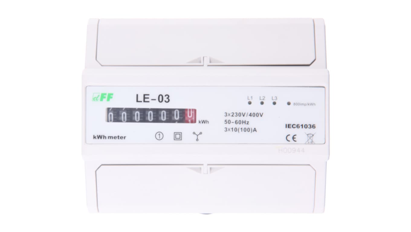 Licznik energii elektrycznej 3-fazowy 100A 230/400V z wyświetlaczem bębenkowym LE-03