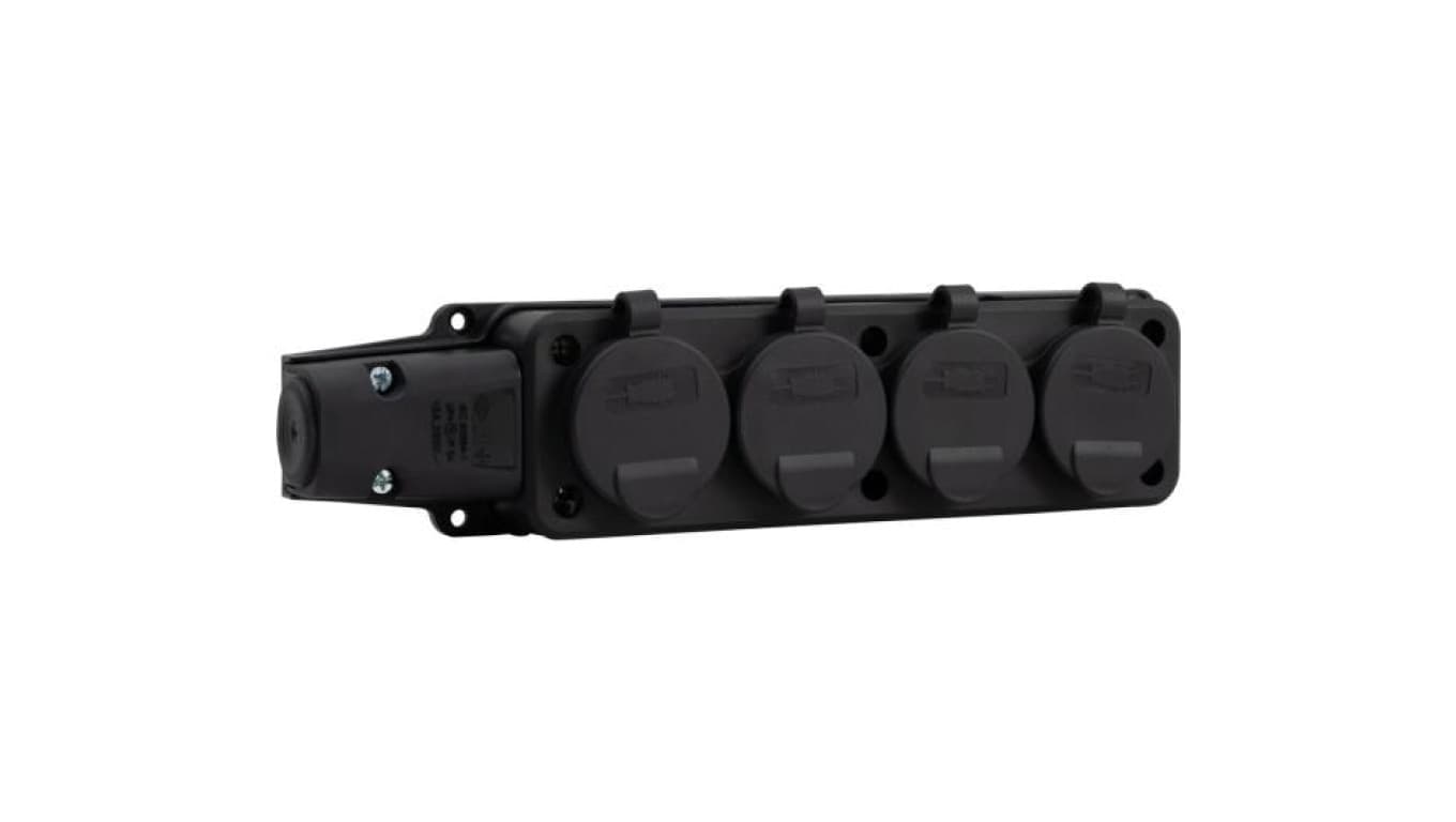 Listwa gumowa 4x230V 16A IP54 SCHUKO czarna