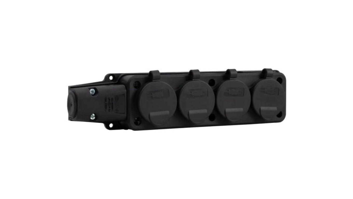 Listwa gumowa 4x230V 16A IP54 SCHUKO czarna