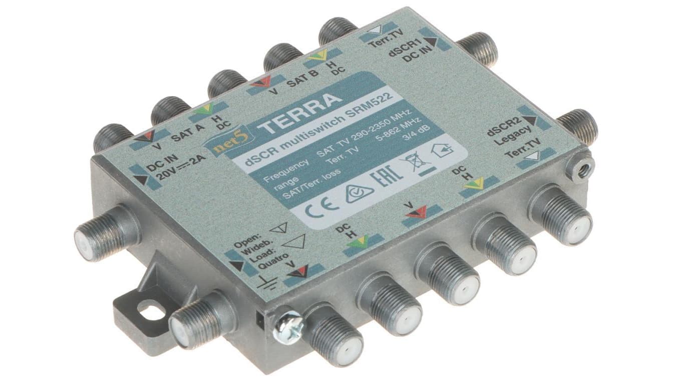 MULTISWITCH PRZELOTOWY UNICABLE I/II SRM-522 5 WEJŚĆ / 5 WYJŚĆ + 2 WYJŚCIA UNICABLE TERRA