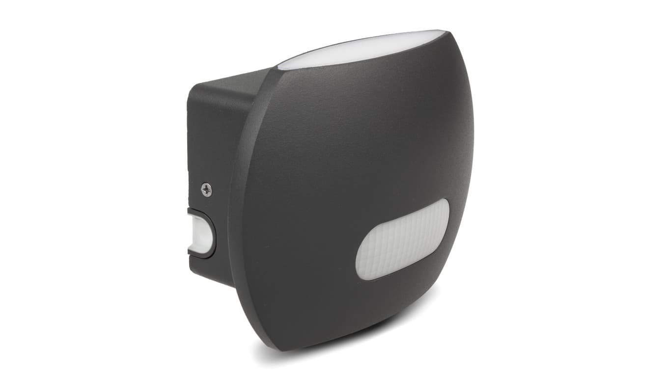 Lampa LED Maclean, Ścienna, Z czujnikiem PIR, PC+ALU, 20W, 1600lm, IP65, Neutral White 4000K, Szara, MCE366