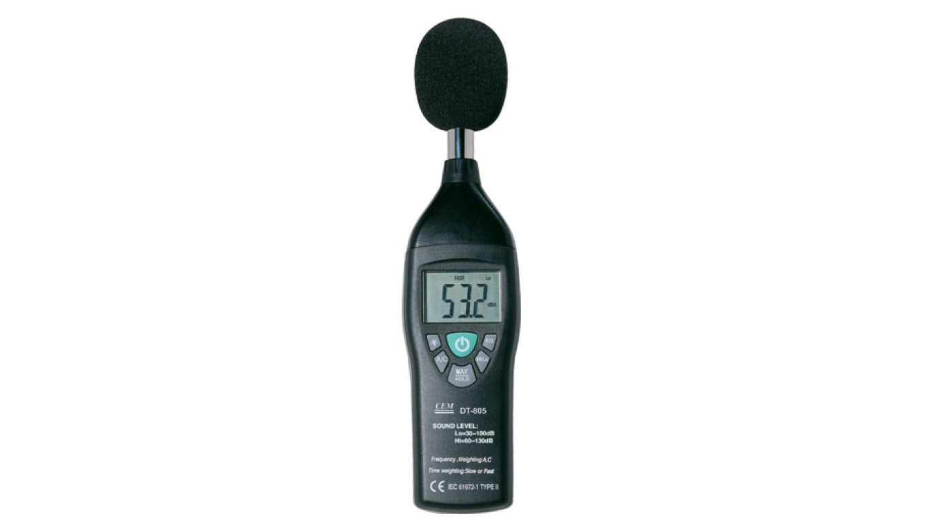 Miernik dźwięku sonometr, podświetlany wyświetlacz, 30 do 130dB DT-805