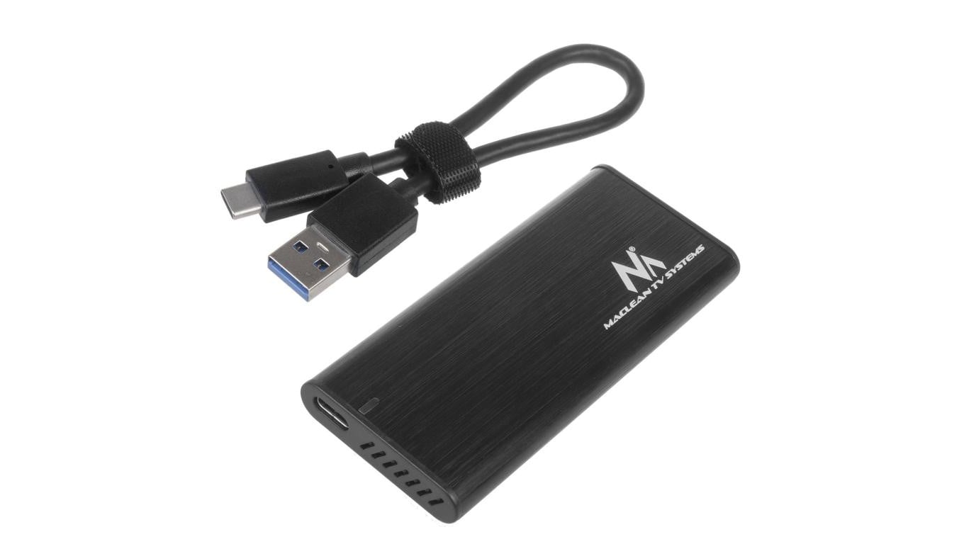 Obudowa dysku Maclean, SSD M.2, NVMe (PCIe), NGFF (SATA), USB 3.1, rozmiary 2230/2240/2260/2280, aluminiowa, MCE443