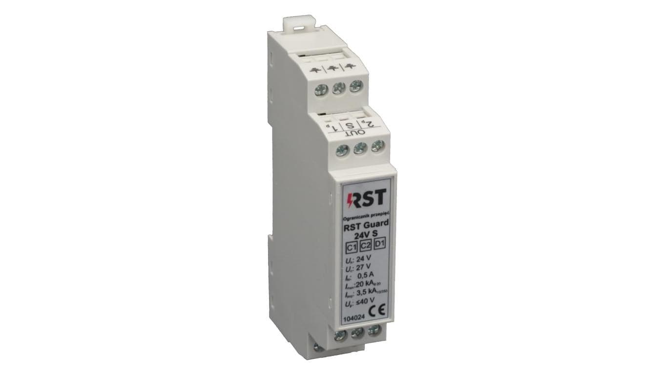 Ogranicznik przepięć do ochrony systemów sterowania i kontrolno - pomiarowych, RST Guard 24V S 104 024