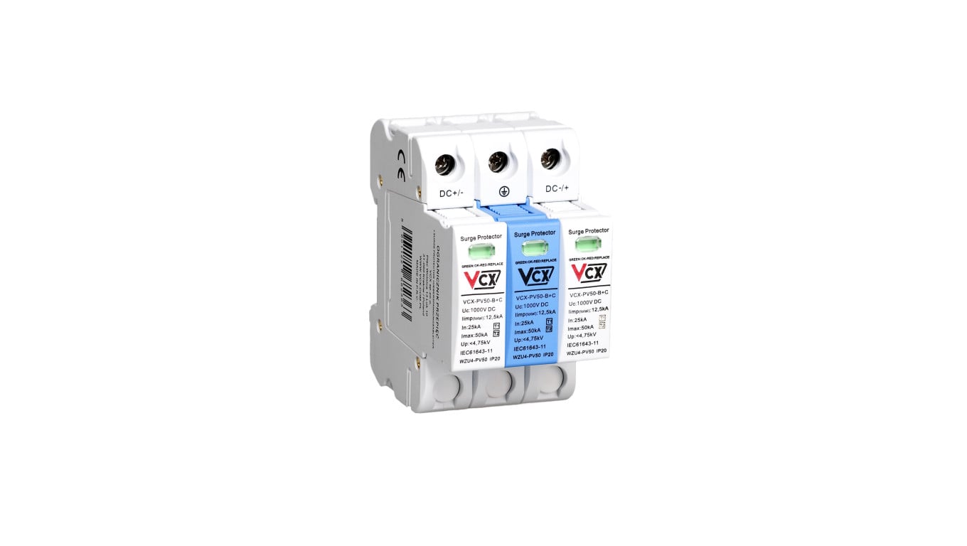 Ogranicznik przepięć fotowoltaicznych typ 1+2 DC (B+C) iskiernikowy GDT 1000V 12,5 kA