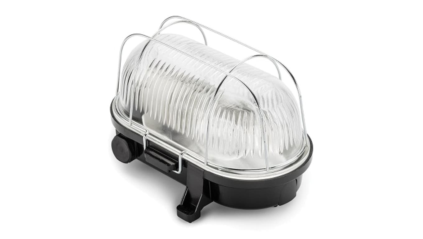 Oprawa LOFT OVAL-7063NB, E27, 100W, czarna-bakelit, klosz przeźroczysty-szkło, IP54, siatka metalowa A1230CZ