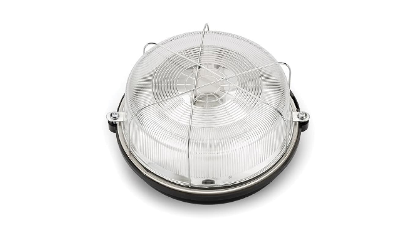 Oprawa LOFT- SAUNA-7061N, E27, 100W, czarna-bakelit, klosz przeźroczysty-szkło, IP54, siatka metalowa A2810CZ