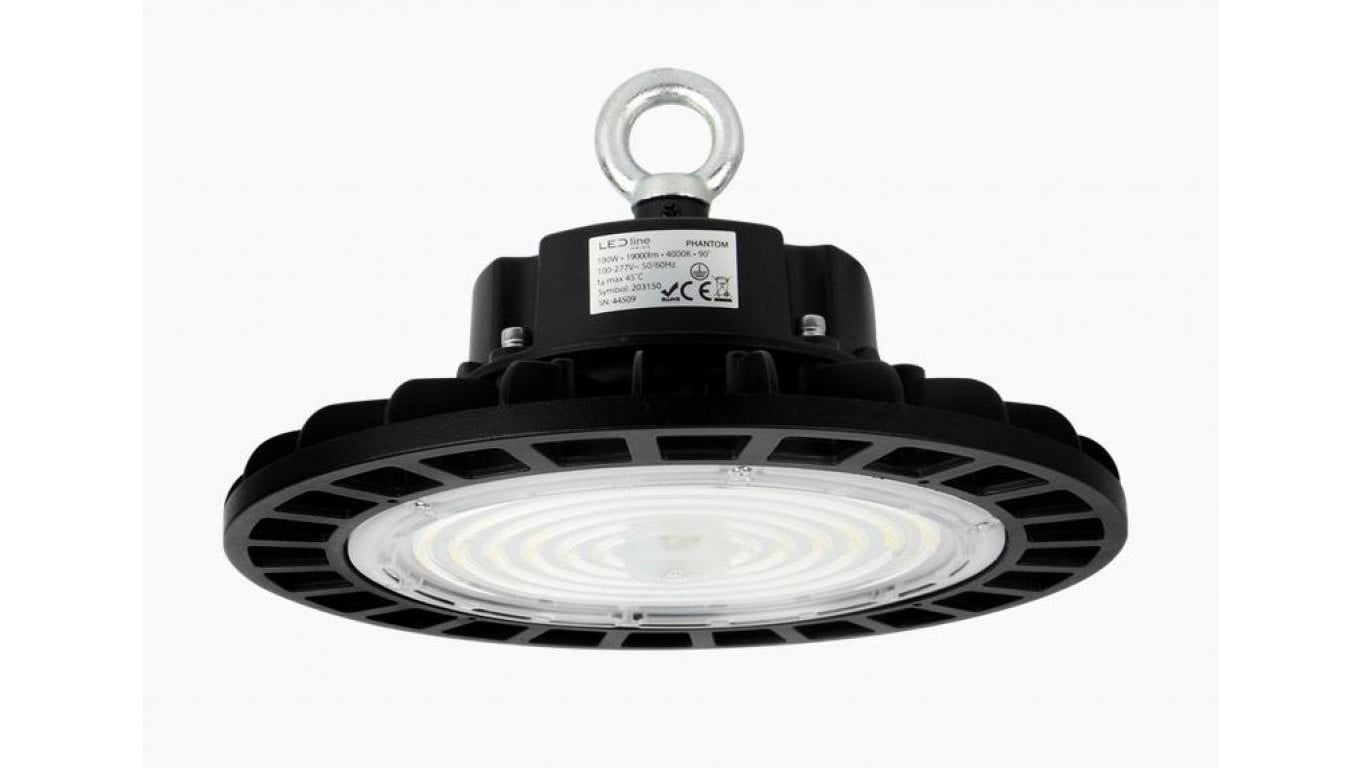 Oprawa przemysłowa LED line High Bay ufo PHANTOM 100W 4000K 190lm/w 19000lm ściemnialny 1-10V 90st. 5 lat gwar.