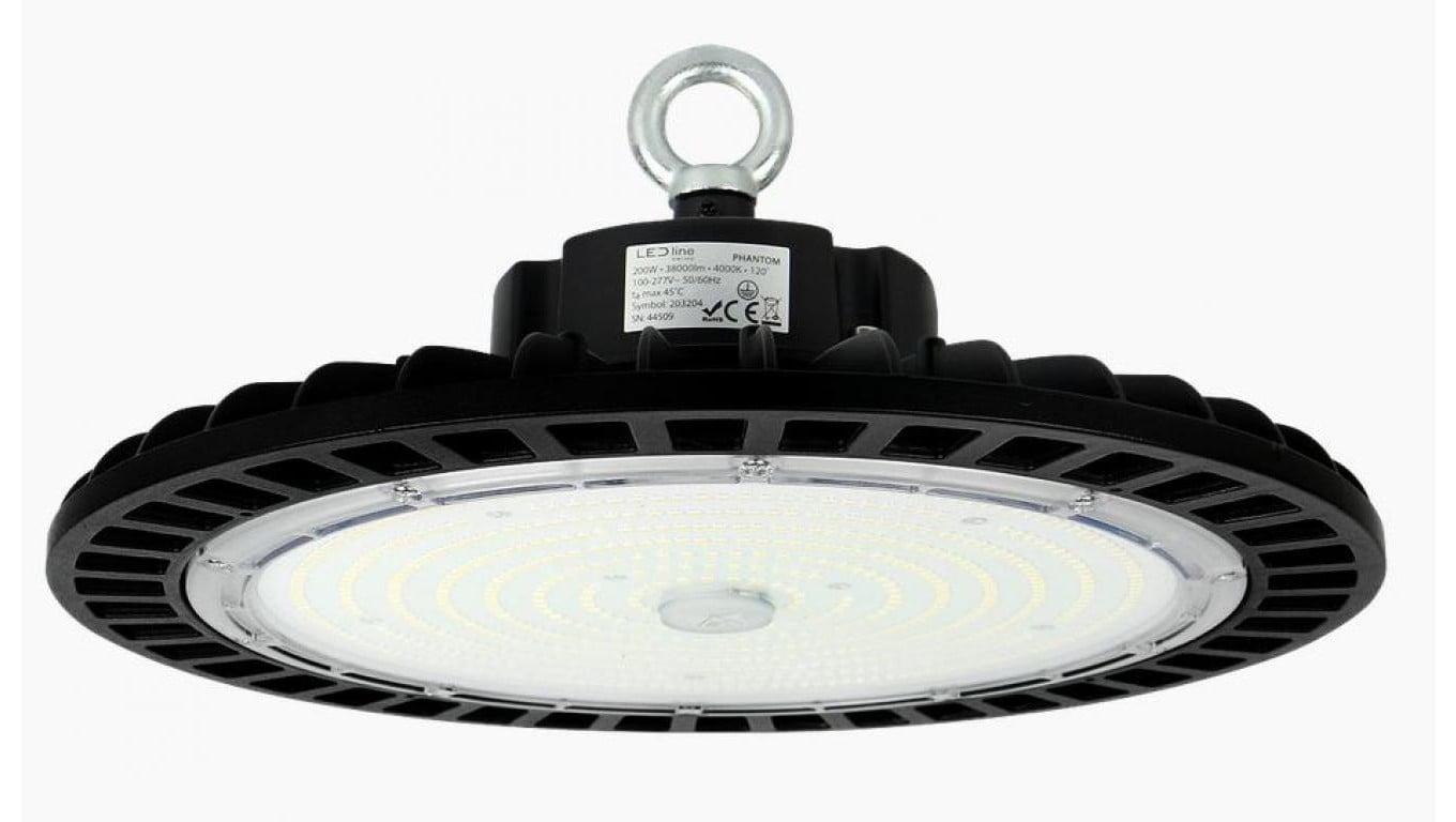 Oprawa przemysłowa LED line High Bay ufo PHANTOM 200W 4000K 190lm/w 38000lm ściemnialny 1-10V 90st. 5 lat gwar.