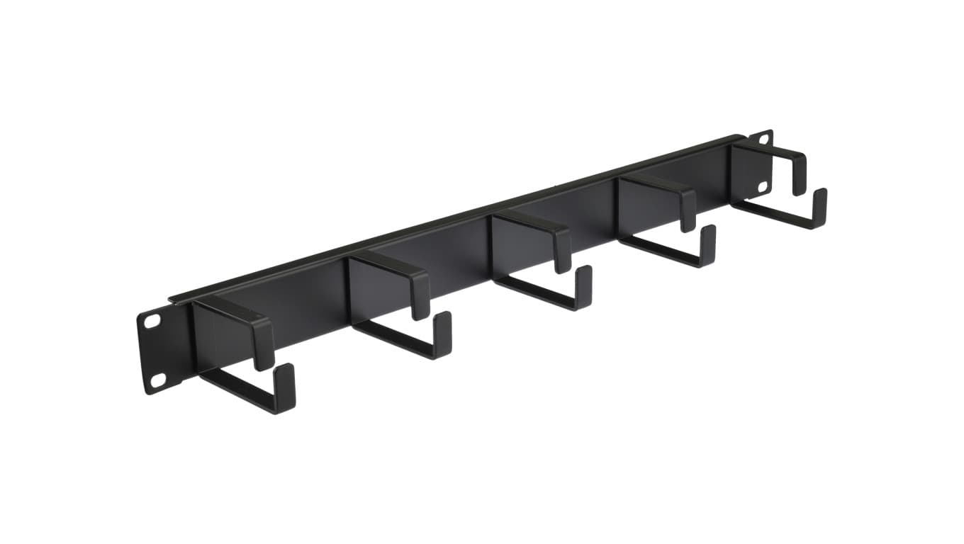 Organizator kabli RACK 19 1U metalowy czarny NEKU z metalowymi uchwytami