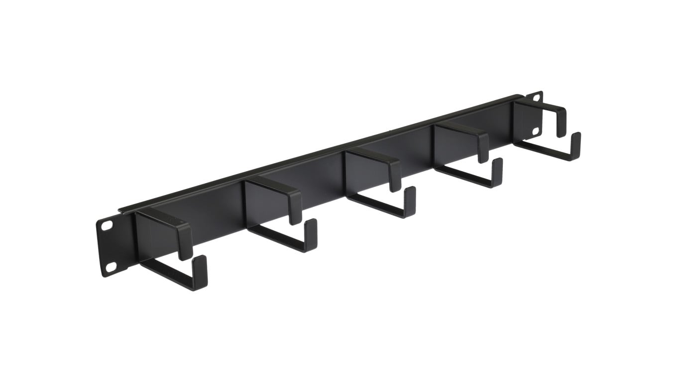 Organizator kabli RACK 19 1U metalowy czarny NEKU z metalowymi uchwytami