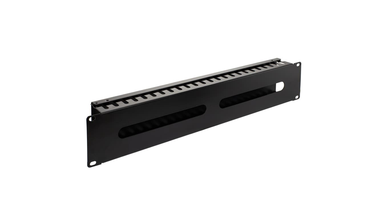 Organizator kabli do szafy RACK 19 cali 2U metalowy czarny zamykany NEKU