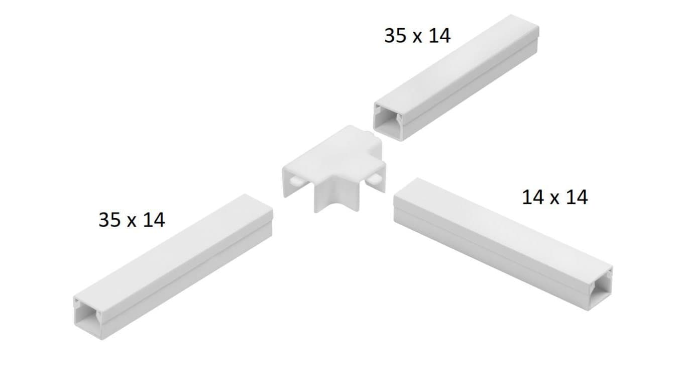 Osprzęt do listew elektroinstalacyjnych, trójnik redukcyjny BIAŁY LOR 35x14x35 (1szt.)
