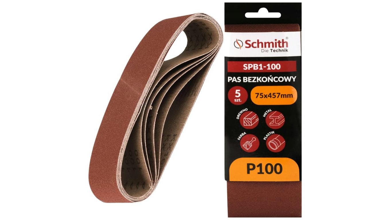Pas bezkońcowy taśma papier ścierny P100 75x457mm 5szt Schmith