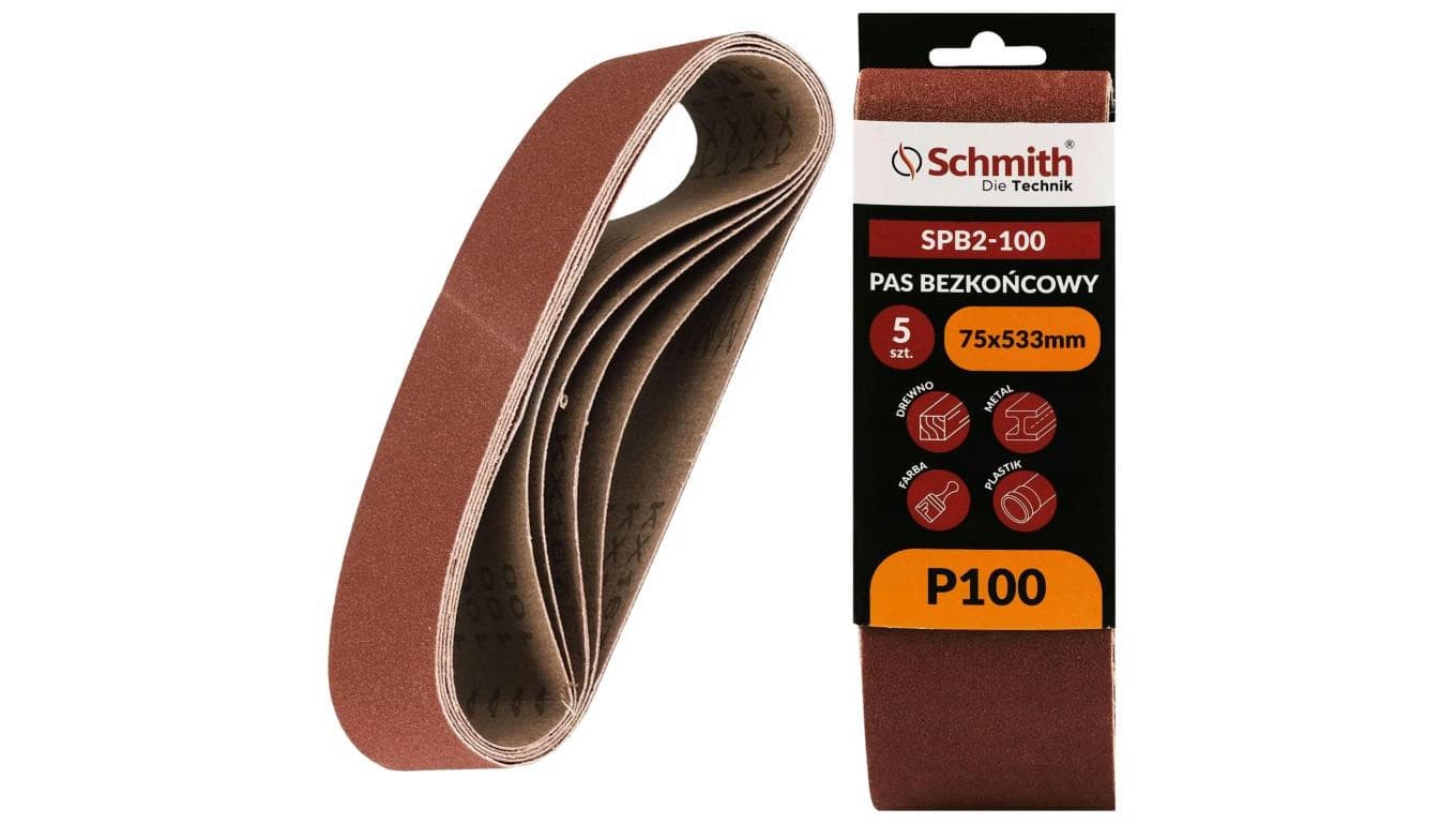 Pas bezkońcowy taśma papier ścierny P100 75x533mm 5szt Schmith