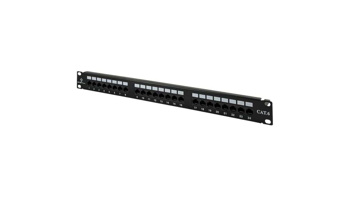 Patch panel RACK 19 kat.6 24p UTP z półką 1U czarny Alantec