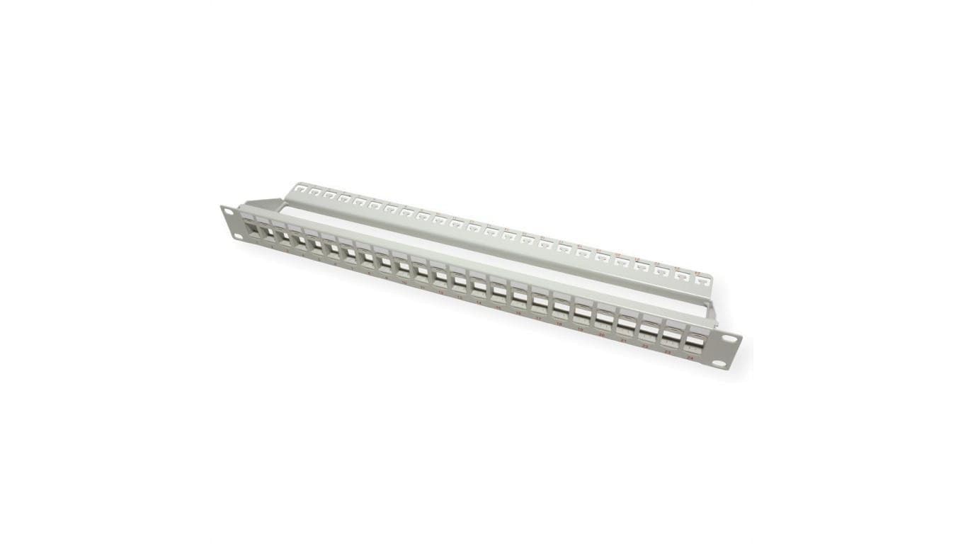 Patch panel ROLINE 19 keystone, 24P, nieekranowany, szary