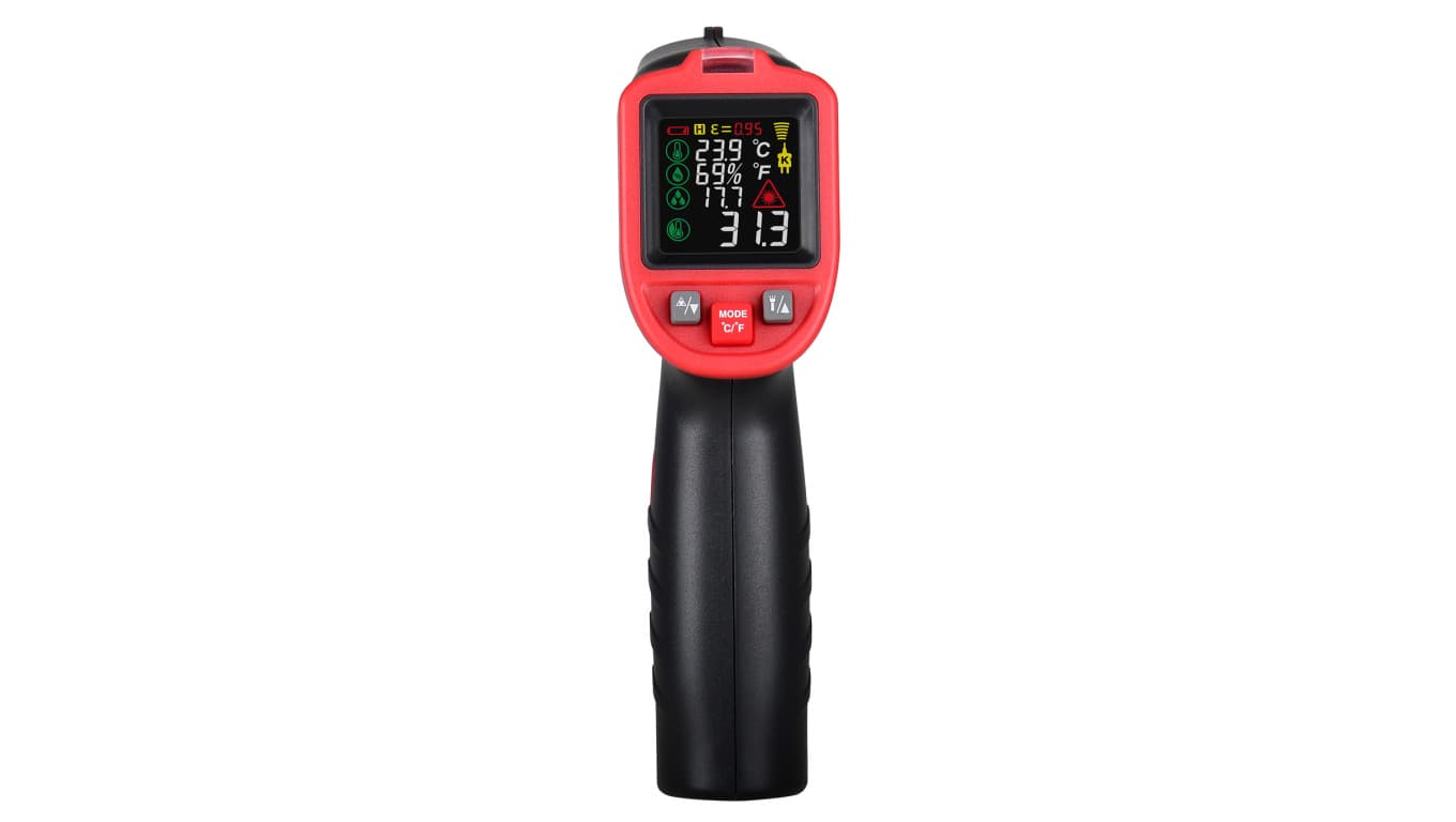 Pirometr WT323C bezdotykowy termometr laserowy -50 ÷ +650C z regulacją emisyjności, kolorowym wyświetlaczem LCD i termoparą typu