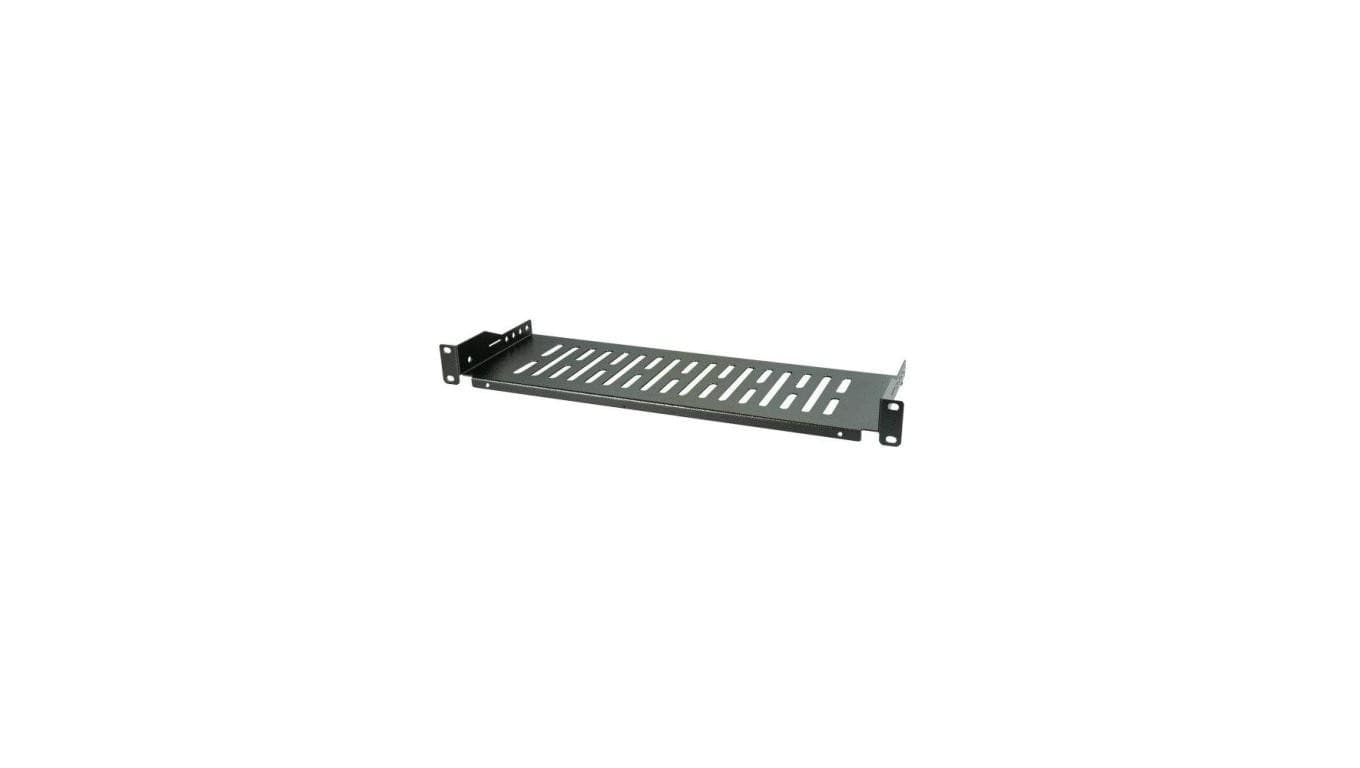 Półka 1U 250mm rack 19, perforowana, czarna