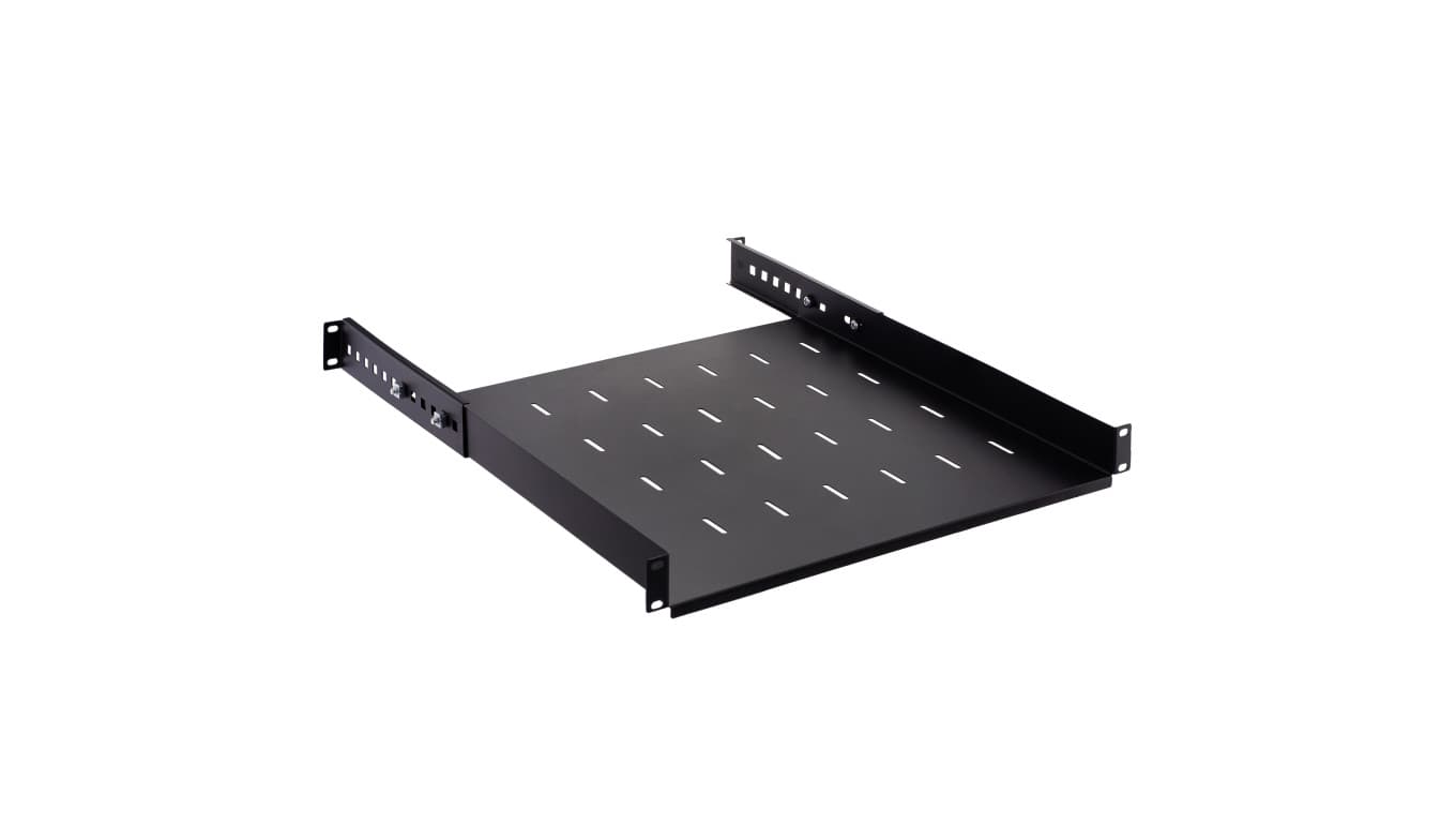 Półka regulowana do szafy RACK 19 cali 1U 450mm czarna