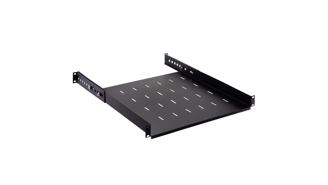 Półka regulowana do szafy RACK 19 cali 1U 450mm czarna