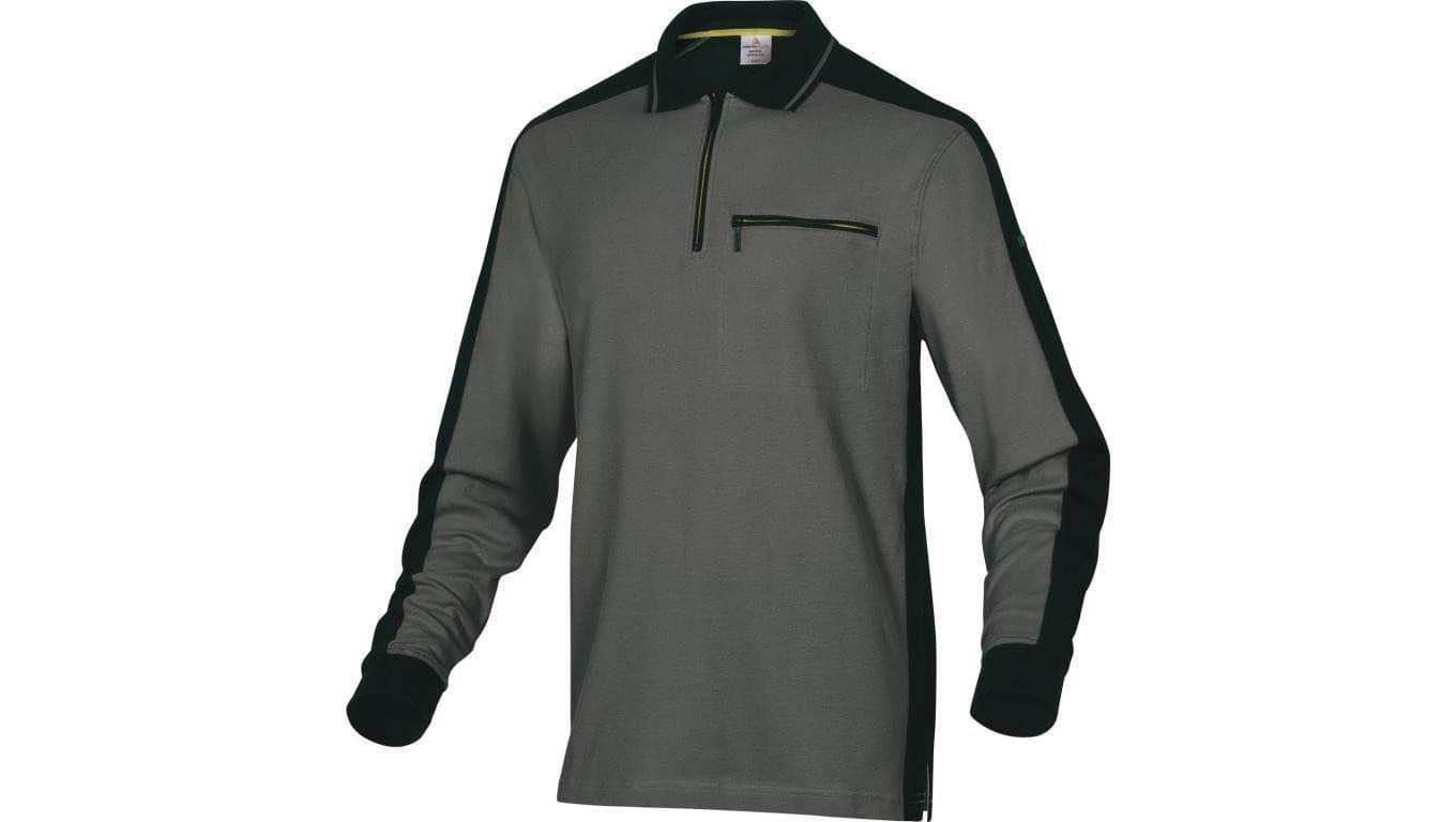 Polo mach spirit z długimi rękawami z siatki bawełnianej (100) 210 g/m? kolor szaro-czarny rozmiar 3XL CORP M5POLGR3X