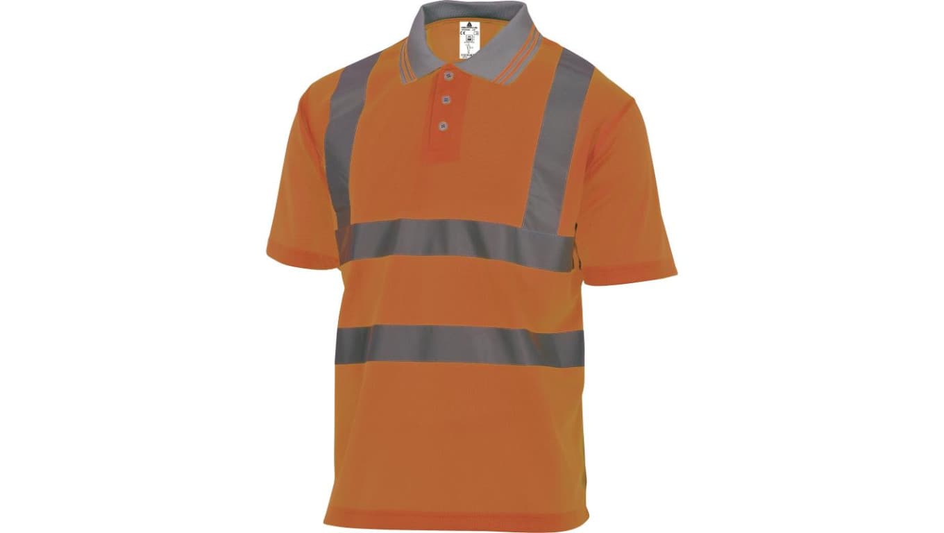 Polo ostrzegawcze z krótkimi rękawami z poliestru kołnierz zapinany na guziki 160 g/m2 pomarańczowy fluo rozmiar L OFFSHORGT