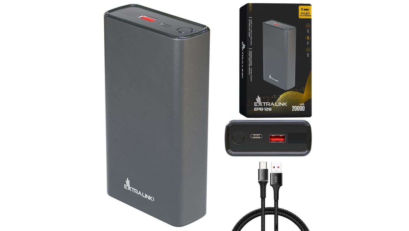 Powerbank Power bank, 45W PD, USB-C Extralink EPB-126 20000mAh Srebrny