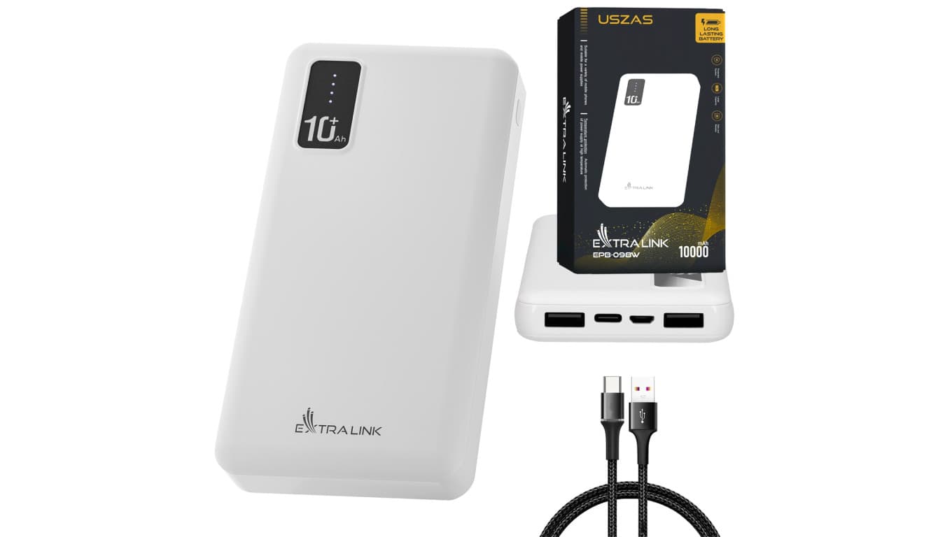 Powerbank Power bank, USB-C Extralink EPB-098W 10000mAh Biały