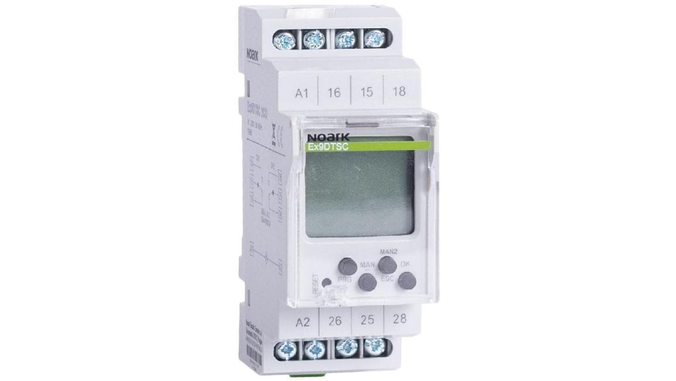 Programator czasowy, wyłącznik cyfrowy na szynę TH-35 2-kanałowy 2P (230V AC), 2-modułowy Ex9DTSC 2CO NOARK 73.2306