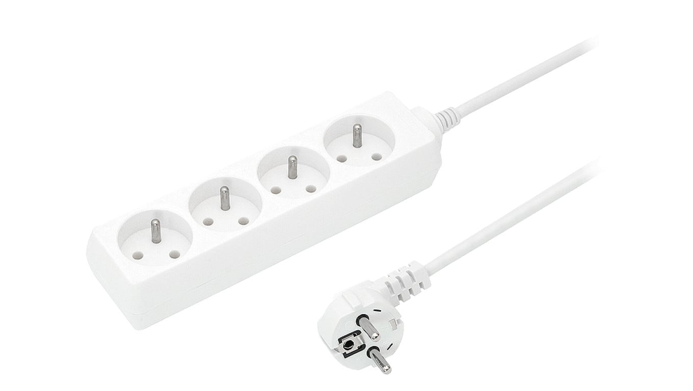 Przedłużacz 4-gniazda z/u 10A 3m /OMY 3x1/ biały PS-470 T-105680