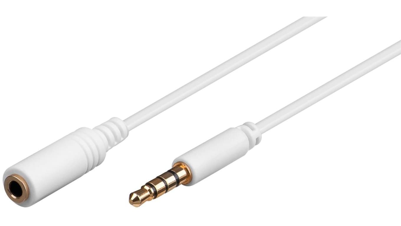 Przedłużacz do słuchawek i audio AUX, 4-pinowy 3,5 mm cienki, CU - Długość kabla 0.5 m