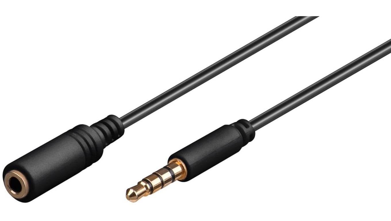 Przedłużacz do słuchawek i audio AUX, 4-pinowy 3,5 mm cienki, CU - Długość kabla 1 m