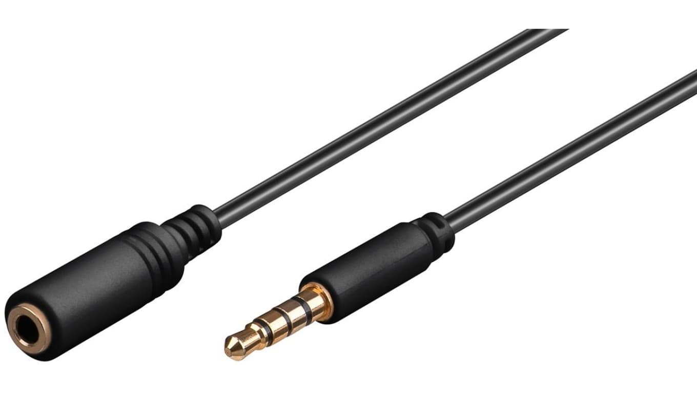 Przedłużacz do słuchawek i audio AUX, 4-pinowy 3,5 mm cienki, CU - Długość kabla 2 m