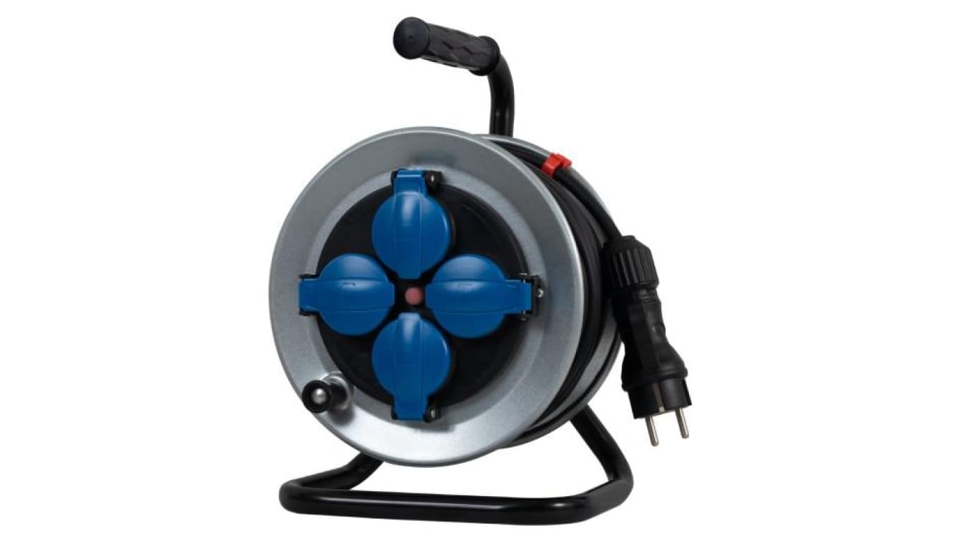 Przedłużacz na bębnie metalowym MINI-210 4x230V OW 3x1,5 z termikiem - 20m