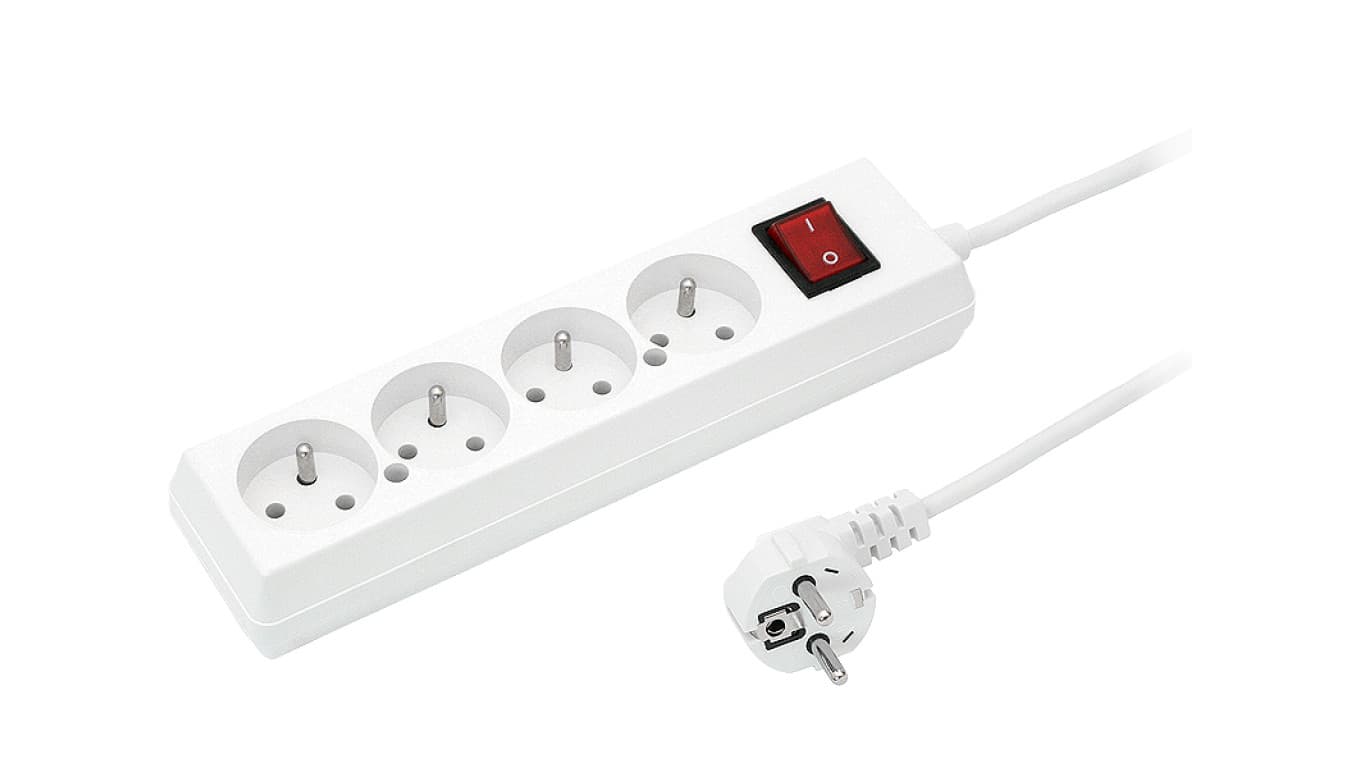 Przedłużacz z wyłącznikiem 4-gniazda z/u 10A 5m /OMY 3x1/ biały PS-470WS T-105960