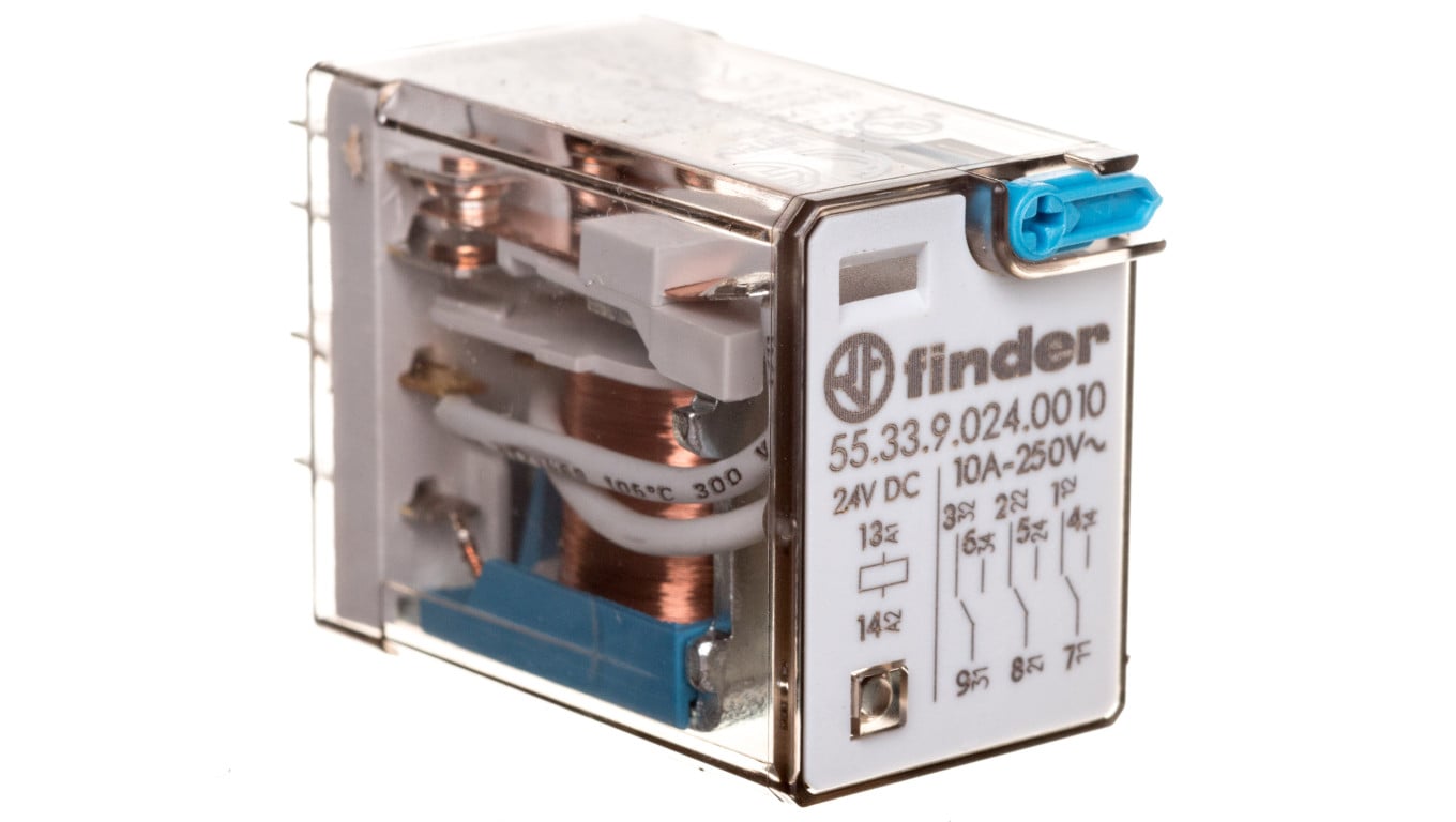Przekaźnik miniaturowy 3P 10A 24V DC przycisk testujący AgNi 55.33.9.024.0010