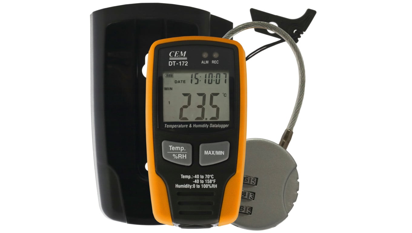 Przenośny rejestrator temperatury i wilgotności z wyświetlaczem LCD i zapisem w pamięci do 32700 odczytów DT-172