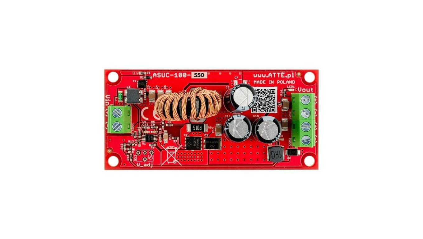 Przetwornica podnosząca napięcie do 55V Vin 10...30VDC, Vout 55VDC, Pout 100W, moduł do zabudowy