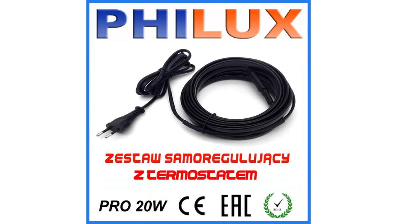 Przewód grzejny samoregulujący z wtyczką PRO20W 1m z termostatem