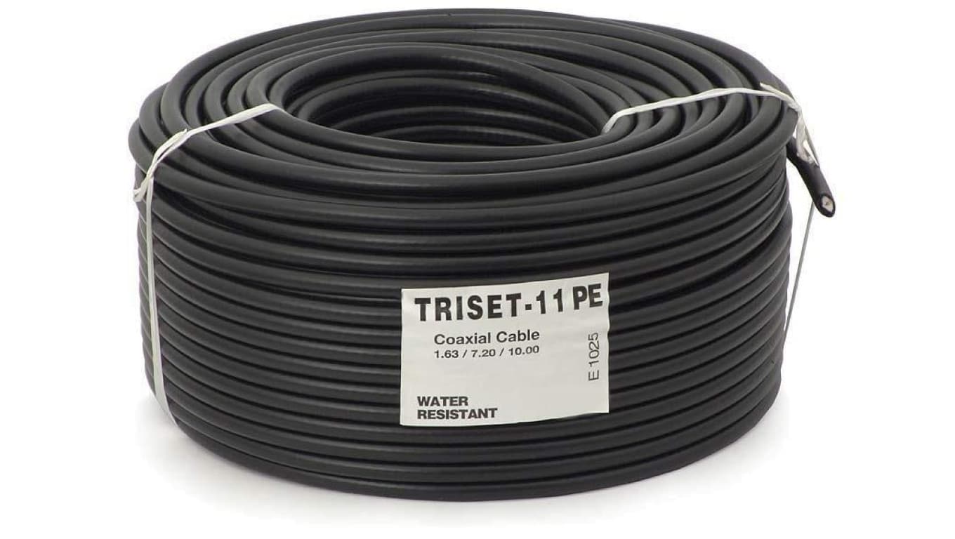 Przewód koncentryczny żelowany 75ohm TRISET-11 PE 1,63/7,2/10,2 Cu Triset 100m