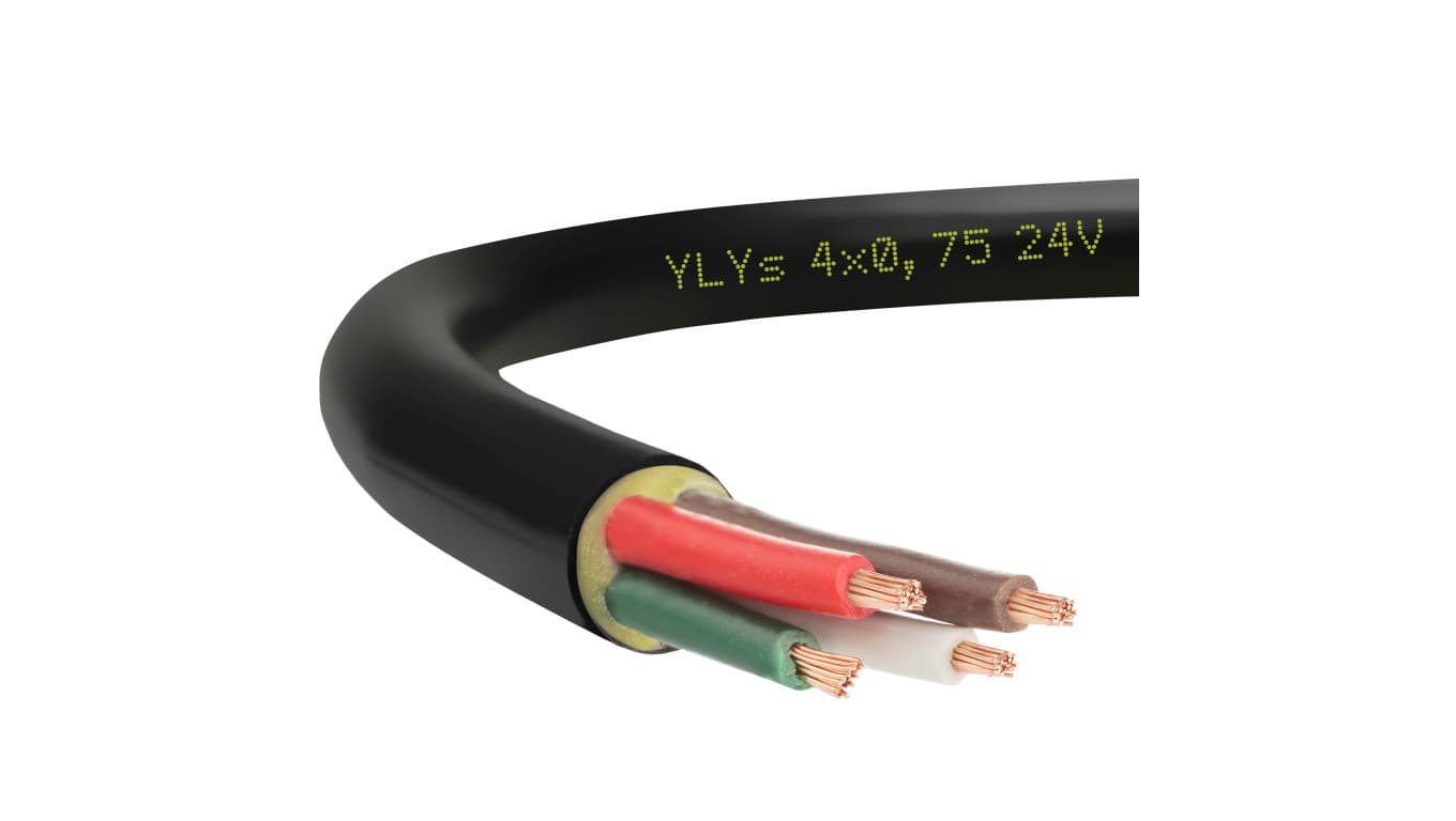 Przewód przyczepowy samochodowy YLYs 4x0,75 24V Elektrokabel /500m/