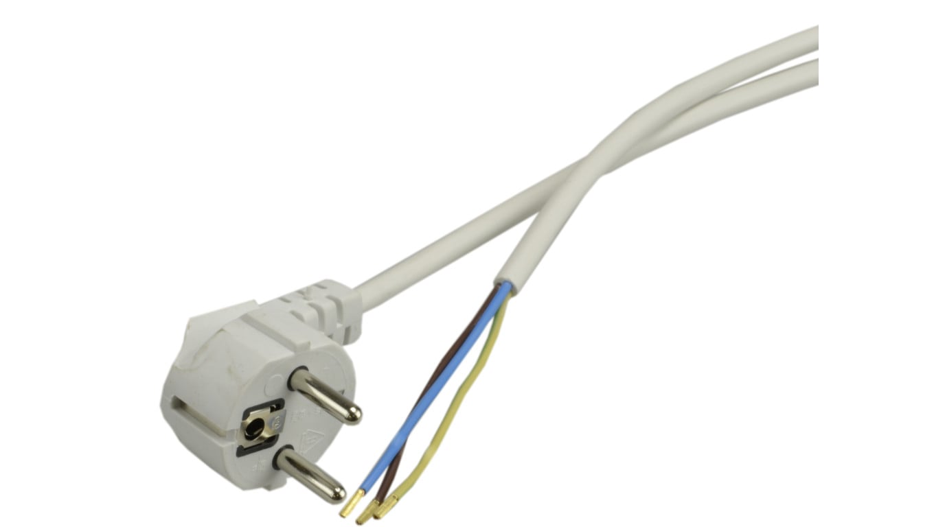 Przewód przyłączeniowy z wtyczką WJ-22 z/u Uni-Schuko 3m H03VVF 3x1,5 biały